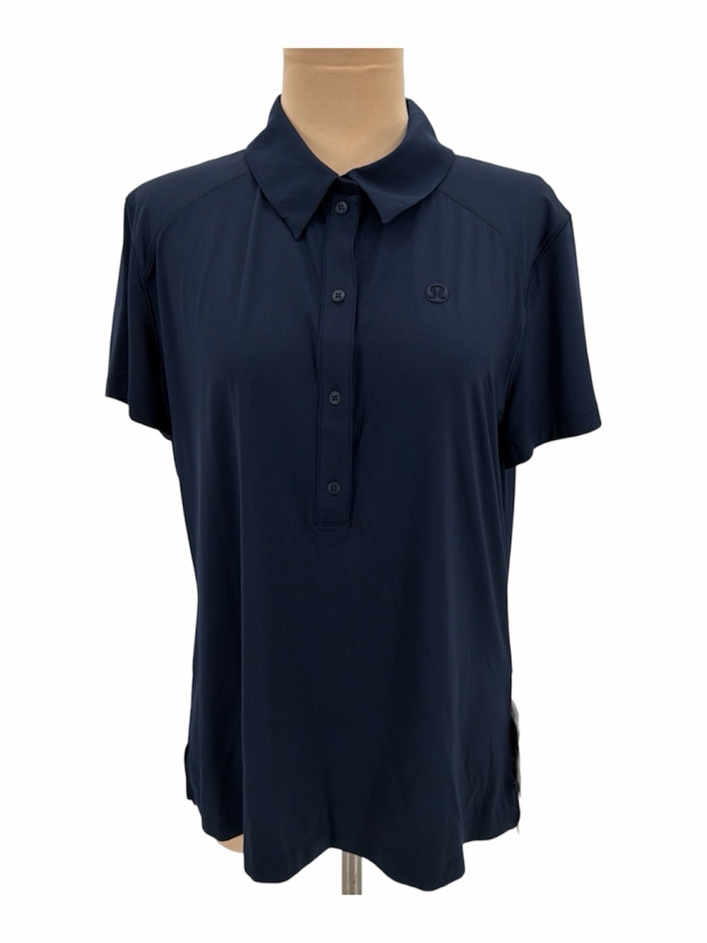 Lululemon Quick Dry Short Sleeve Polo Straight Hem Size 12 True Navy NWT